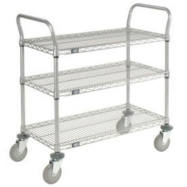 Global Equipment Nexel Utility Cart, 3 Shelf, Nexelate , 48"L x 21"W x 39"H, Polyurethane Casters 2148P3EP - main